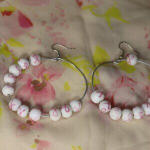 Handmade Breast Cancer Awareness Hoop Earrings